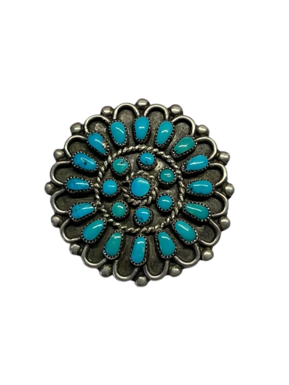 Vintage Estate Native American Needle Point Turquoise Brooch Pin EEJ